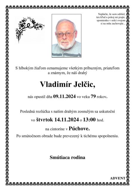 Mgr. Vladimír Jelčic - parte